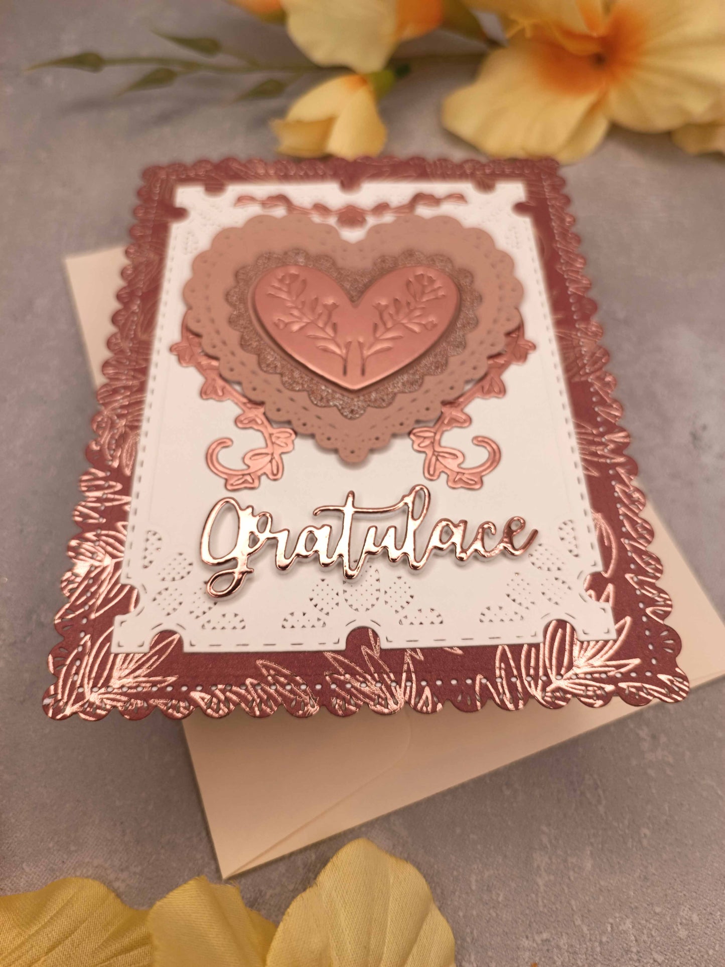 Rose gold přání se srdcem