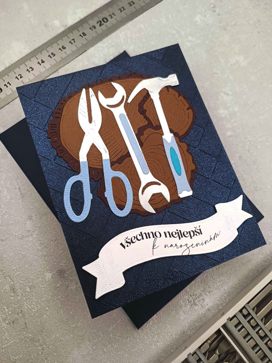 Narozeninové přání pro muže kutila - tmavě modré