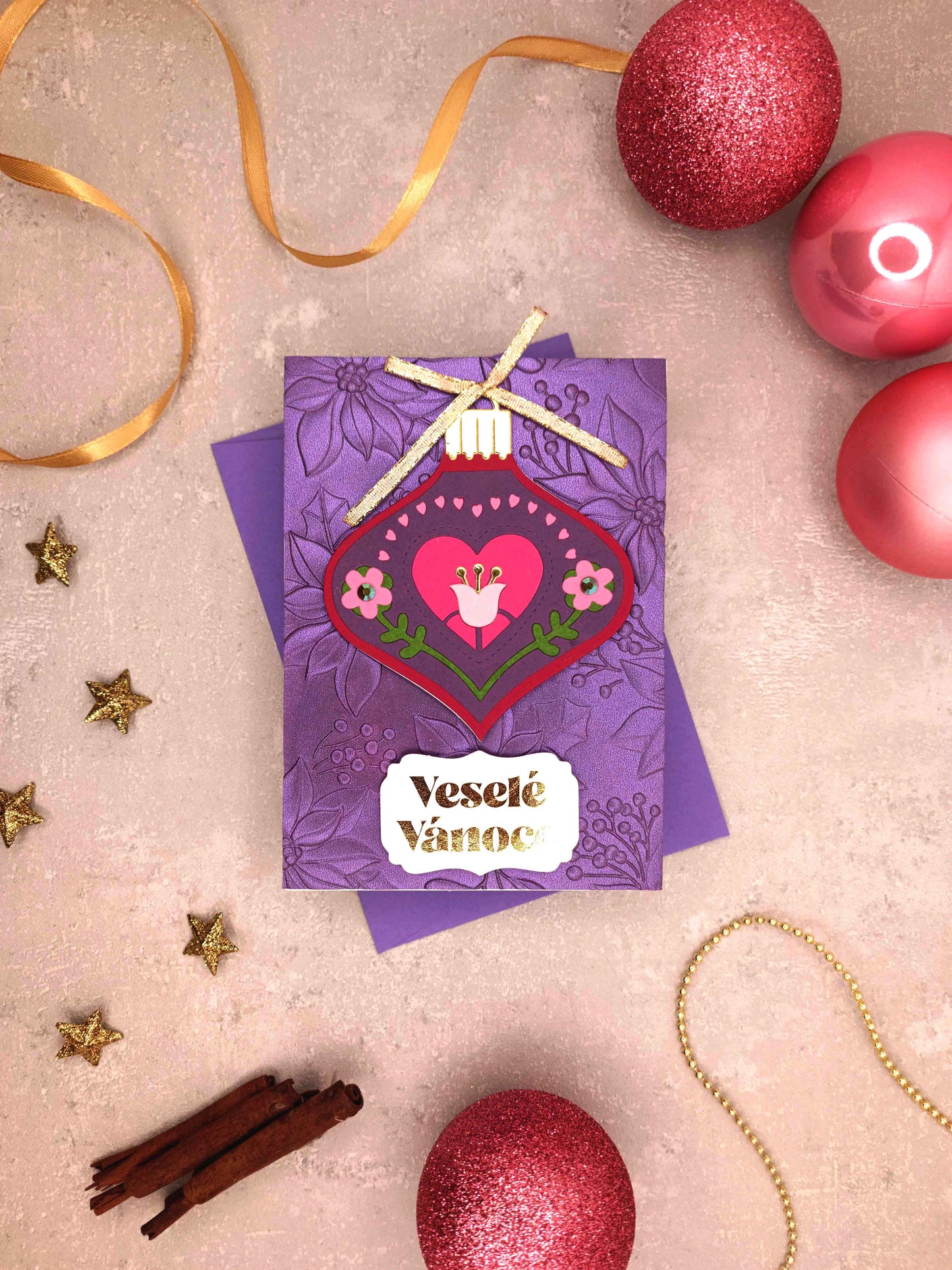 Vánoční přání s vánoční baňkou