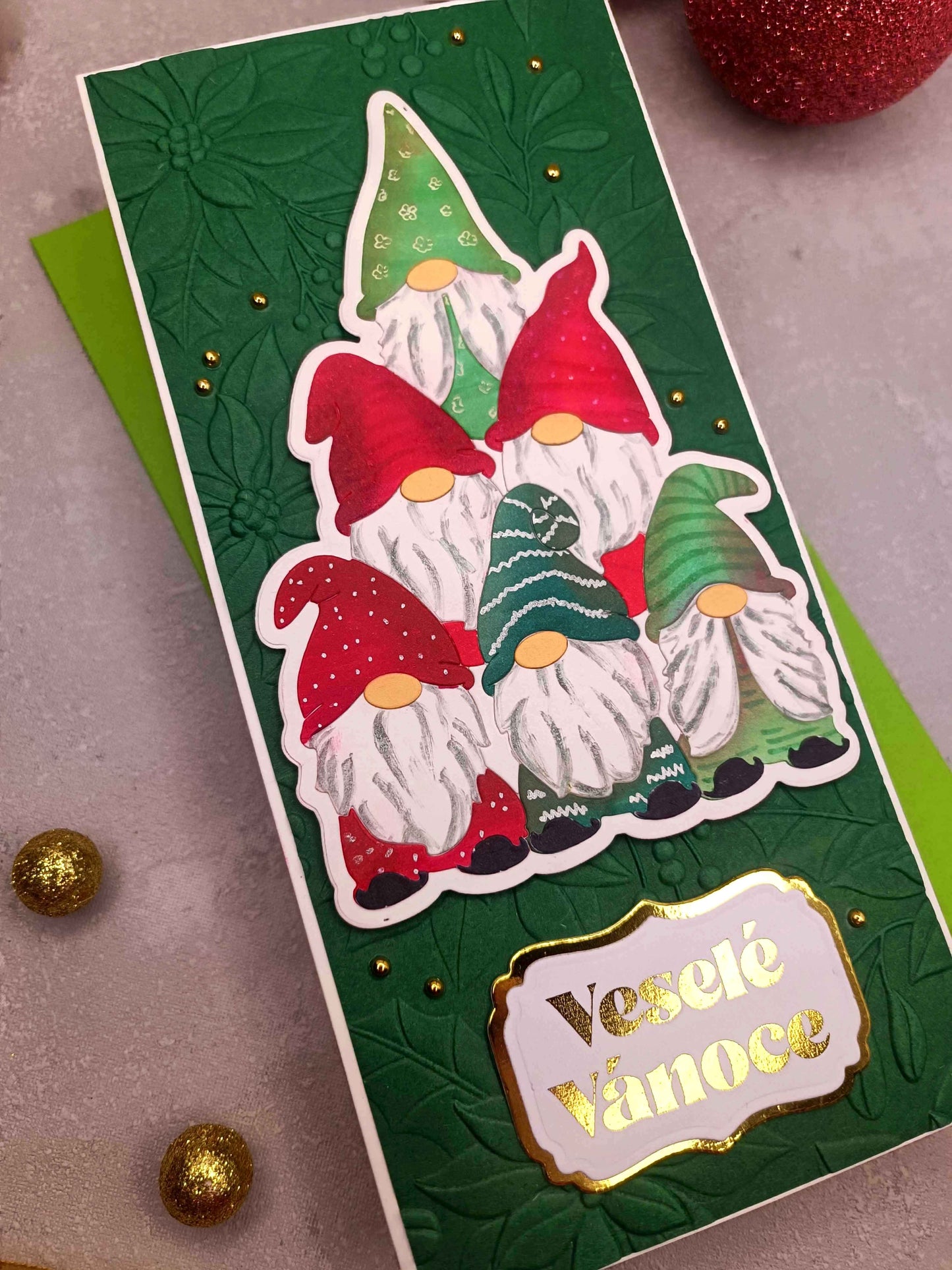 Vánoční přání s vánočními skřítky (gnome)