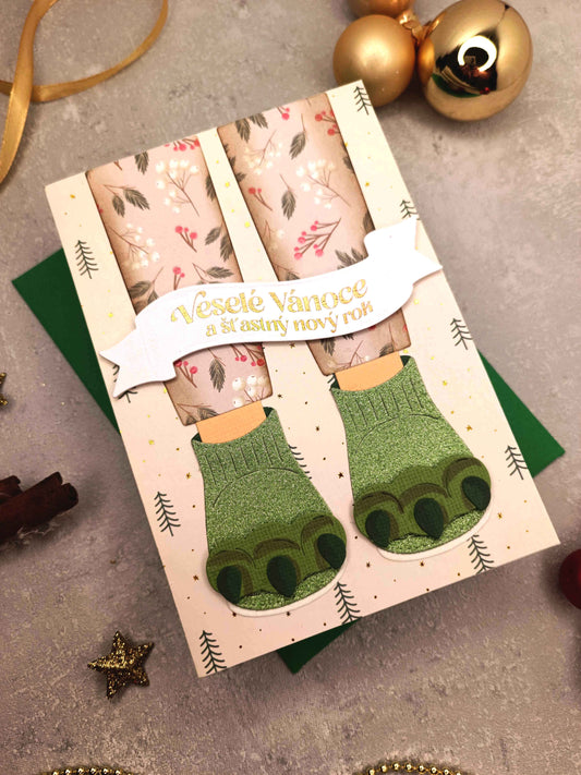 Vánoční přání s vánočními papučkami