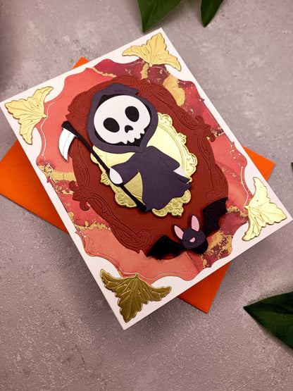 Halloweenské přání se smrtkou a netopýrem