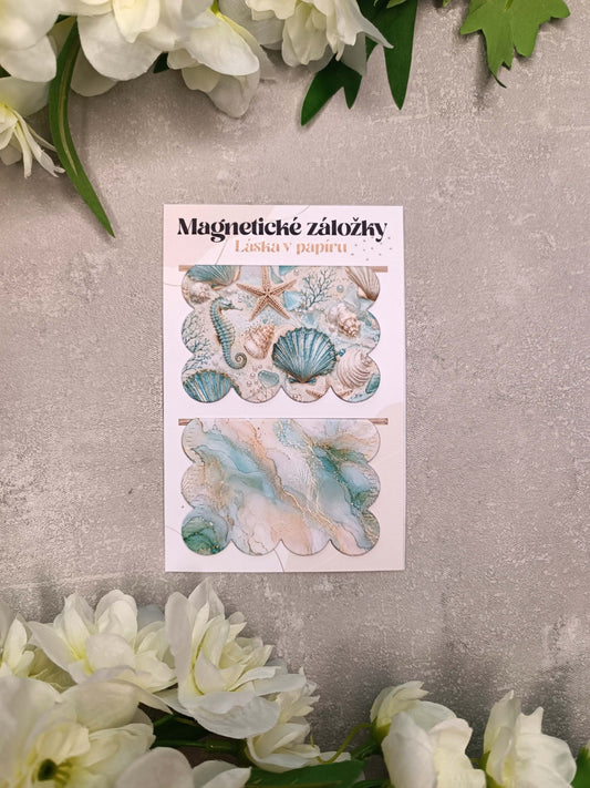 Magnetické záložky do knih s mořským koníkem a mušlemi