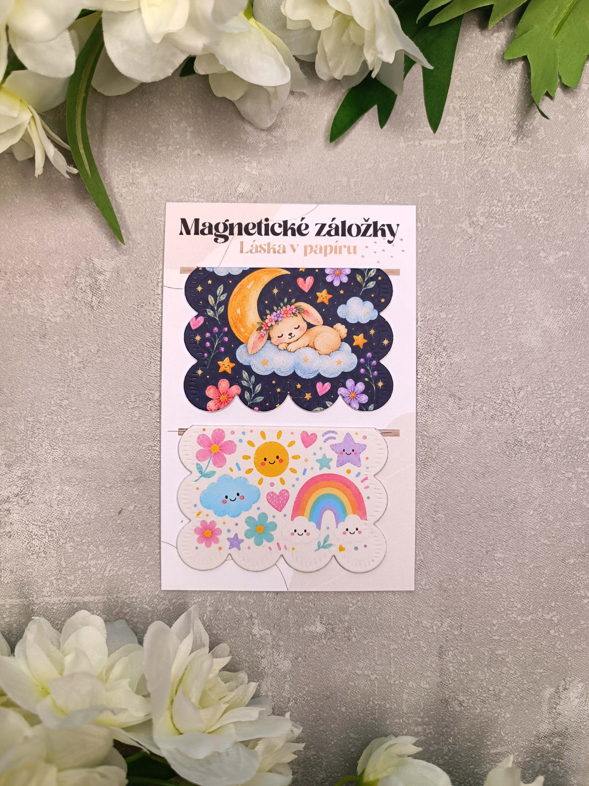 Magnetické záložky do knih s králíčkem na obláčku