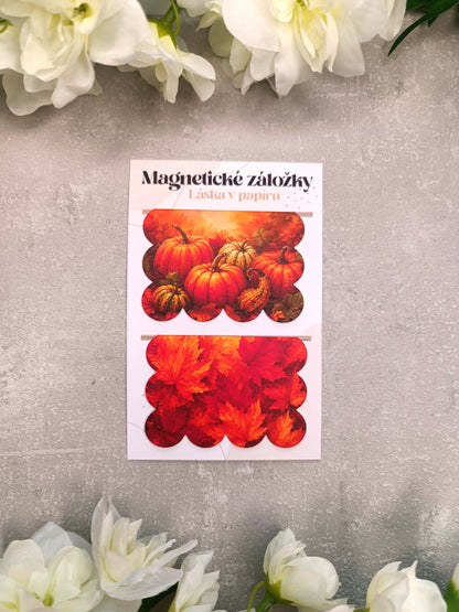 Magnetické záložky do knih s dýněmi a podzimními listy