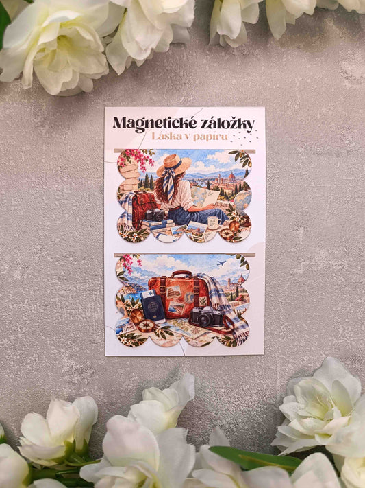 Magnetické záložky do knih s motivem cestování
