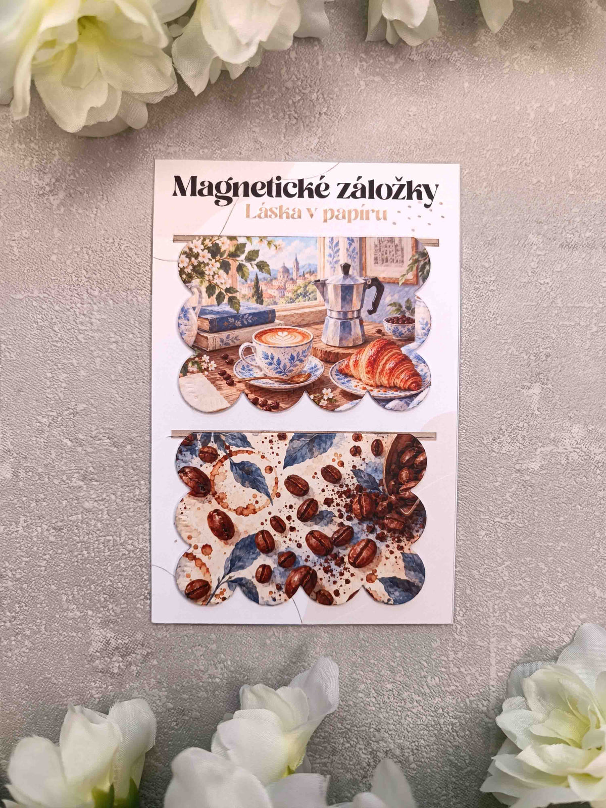 Magnetické záložky do knih s kávou