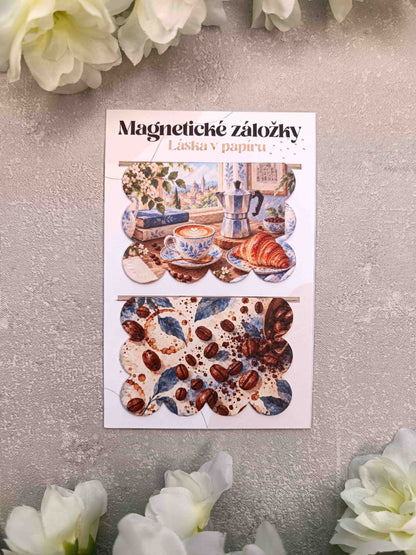 Magnetické záložky do knih s kávou