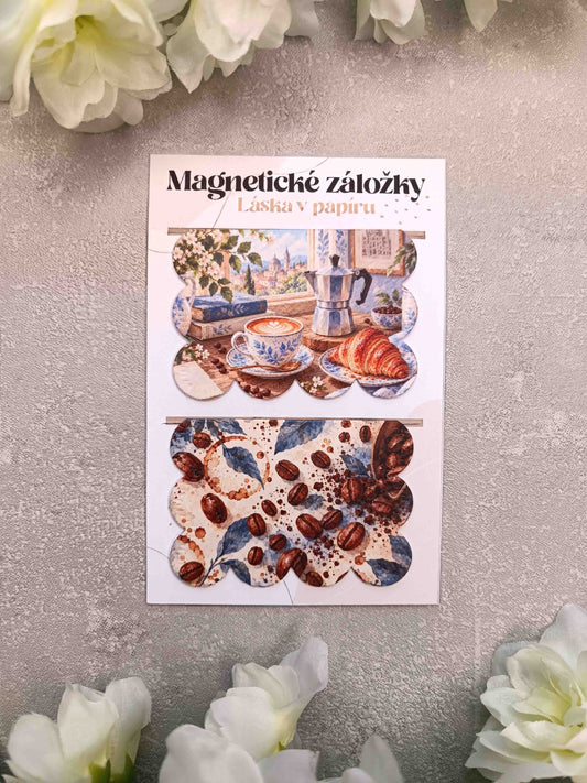 Magnetické záložky do knih s kávou