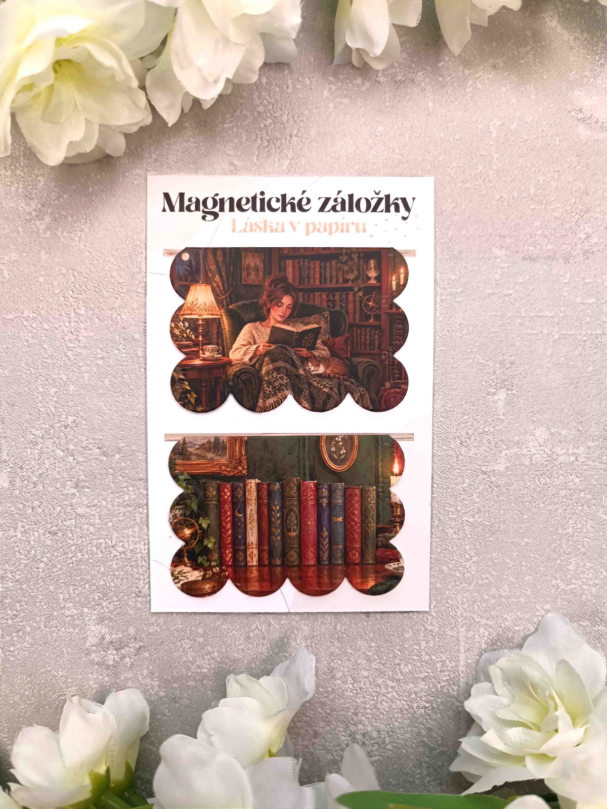 Magnetické záložky do knih s knihomolkou a knihami