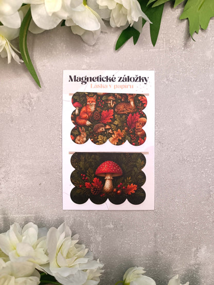 Magnetické záložky do knih s lesními zvířátky a muchomůrkou