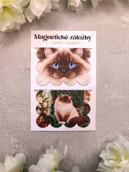 Magnetické záložky do knih s ragdoll kočkou