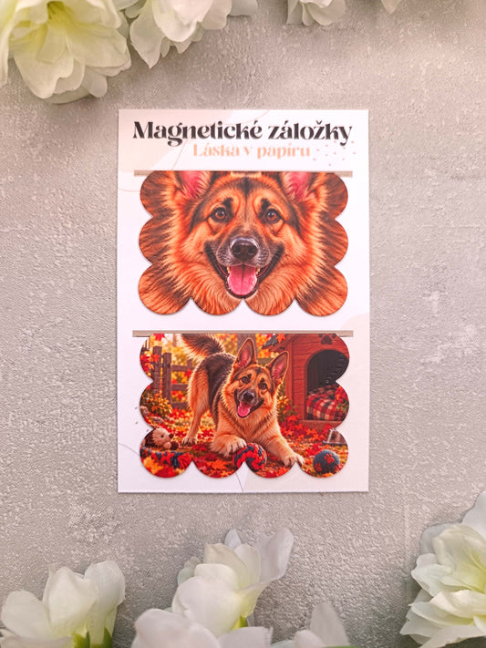 Magnetické záložky do knih s německým ovčákem
