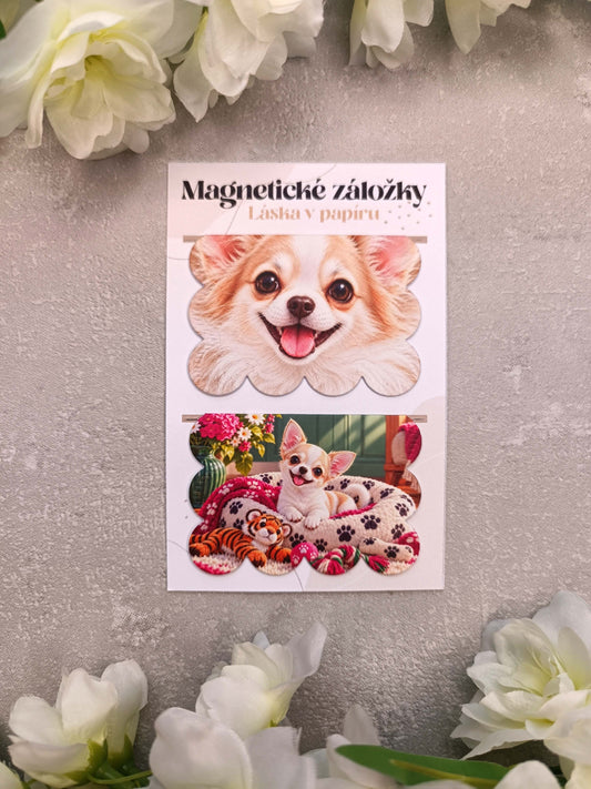 Magnetické záložky do knih s čivavou