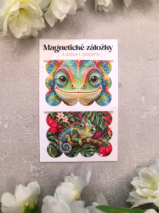 Magnetické záložky do knih s chameleonem