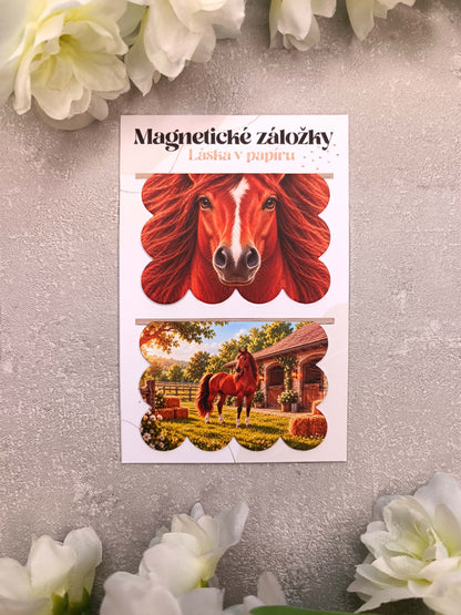 Magnetické záložky do knih s koněm