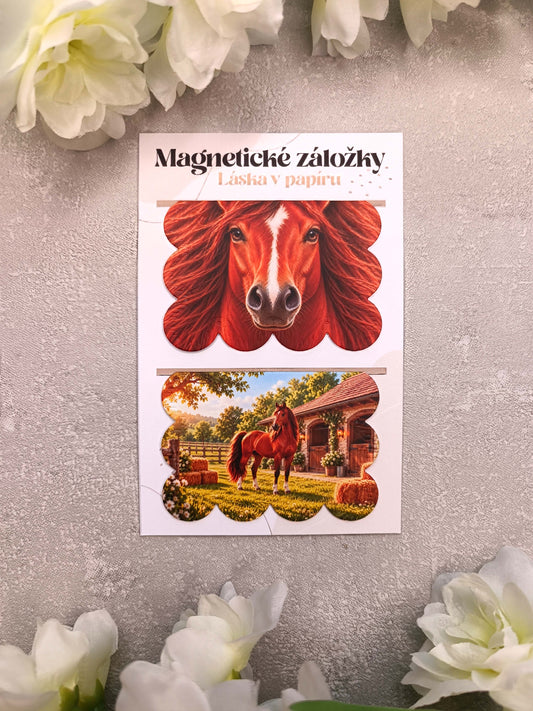 Magnetické záložky do knih s koněm