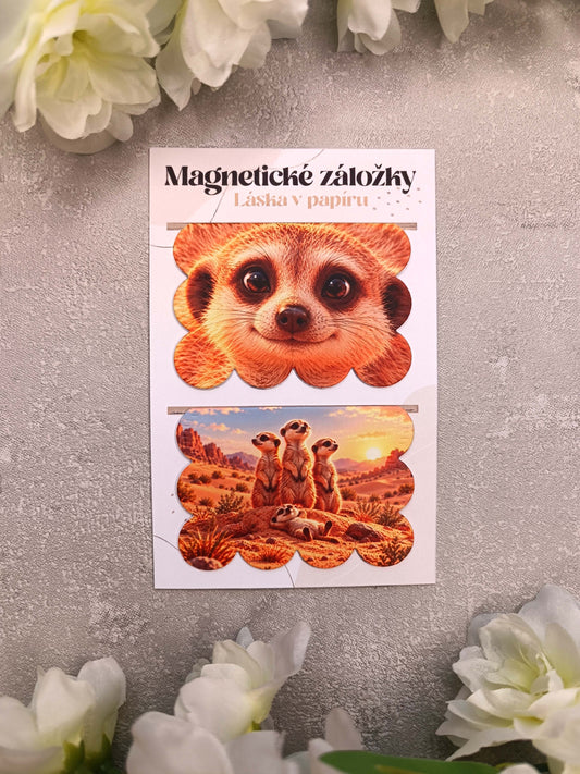 Magnetické záložky do knih se surikatou