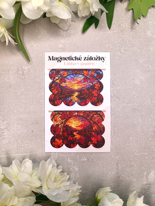 Magnetické záložky do knih s podzimní krajinou