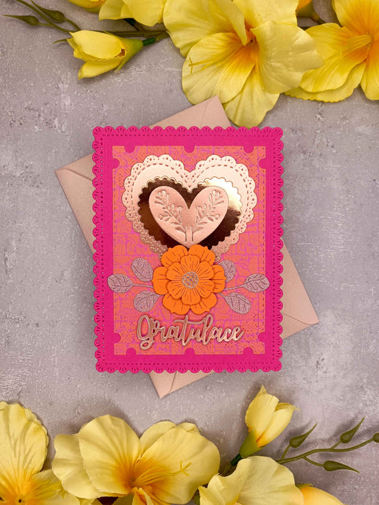 Sytě růžové přání se srdcem