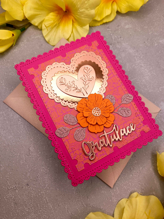 Sytě růžové přání se srdcem