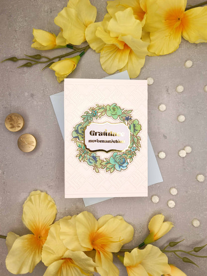 Svatební přání se zeleným věncem