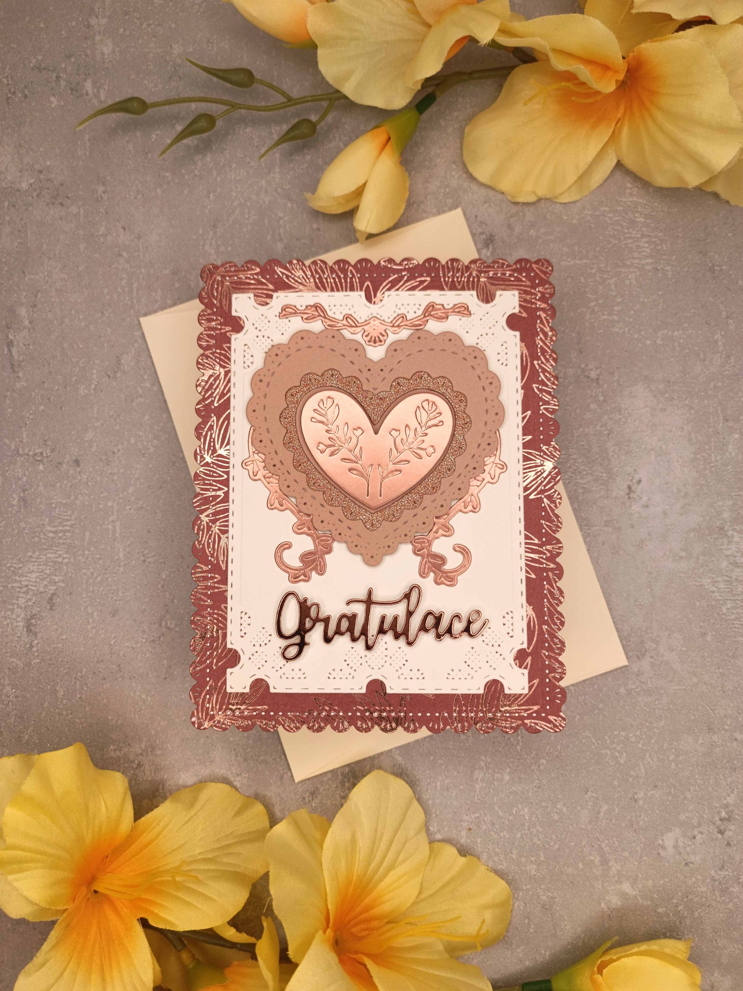 Rose gold přání se srdcem