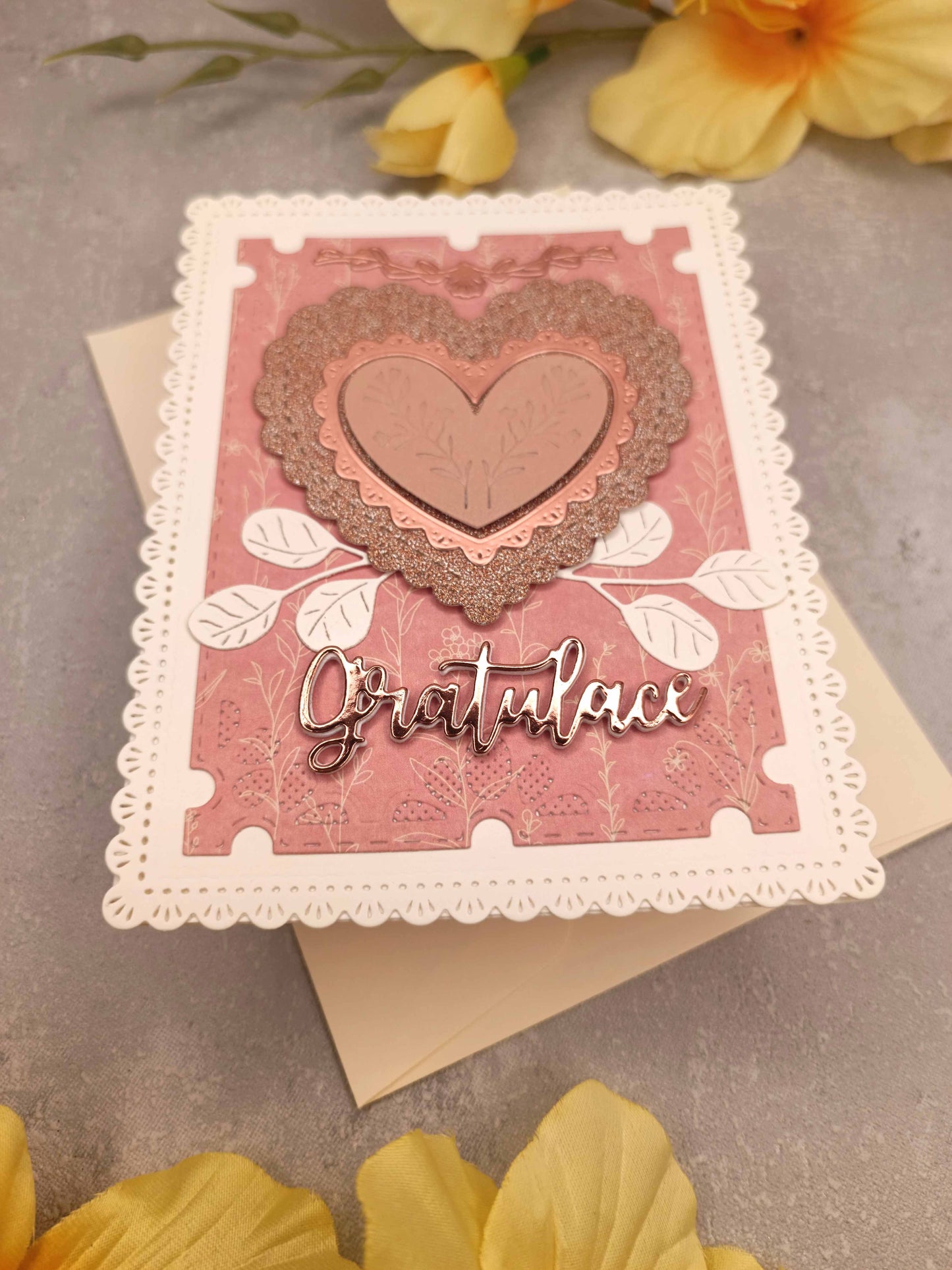 Starorůžové přání se srdcem