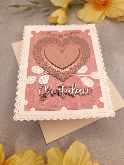 Starorůžové přání se srdcem