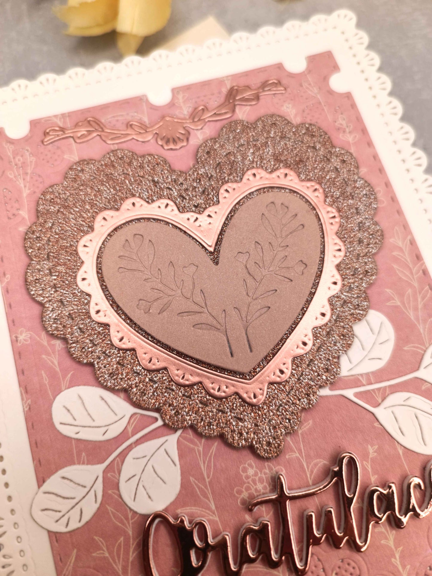 Starorůžové přání se srdcem