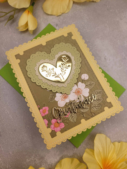 Zelené blahopřání se srdcem