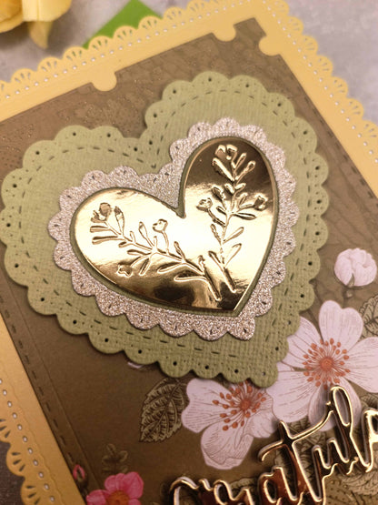 Zelené blahopřání se srdcem