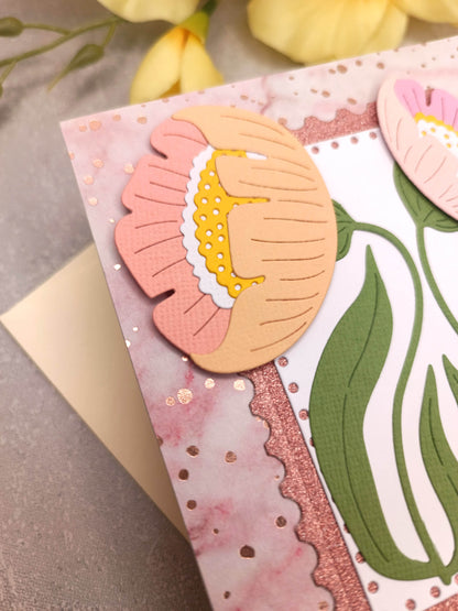 Jemné narozeninové přání se sasankami