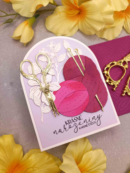 Narozeninové přání pro milovnici pletení - pastelově fialové