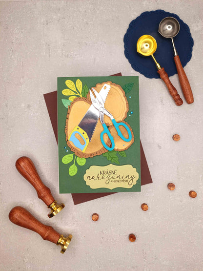 Narozeninové přání pro kutila - tmavě zelené