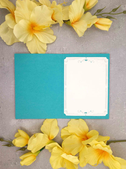 Narozeninové přání s tyrkysovými magnoliemi