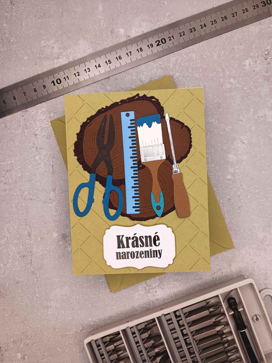 Narozeninové přání pro muže kutila - zelené