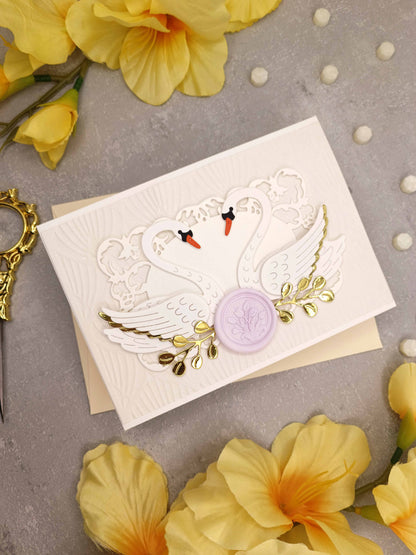 Elegantní svatební přání s labutěmi