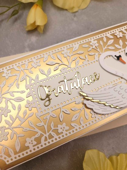 Elegantní zlaté přání s labutěmi