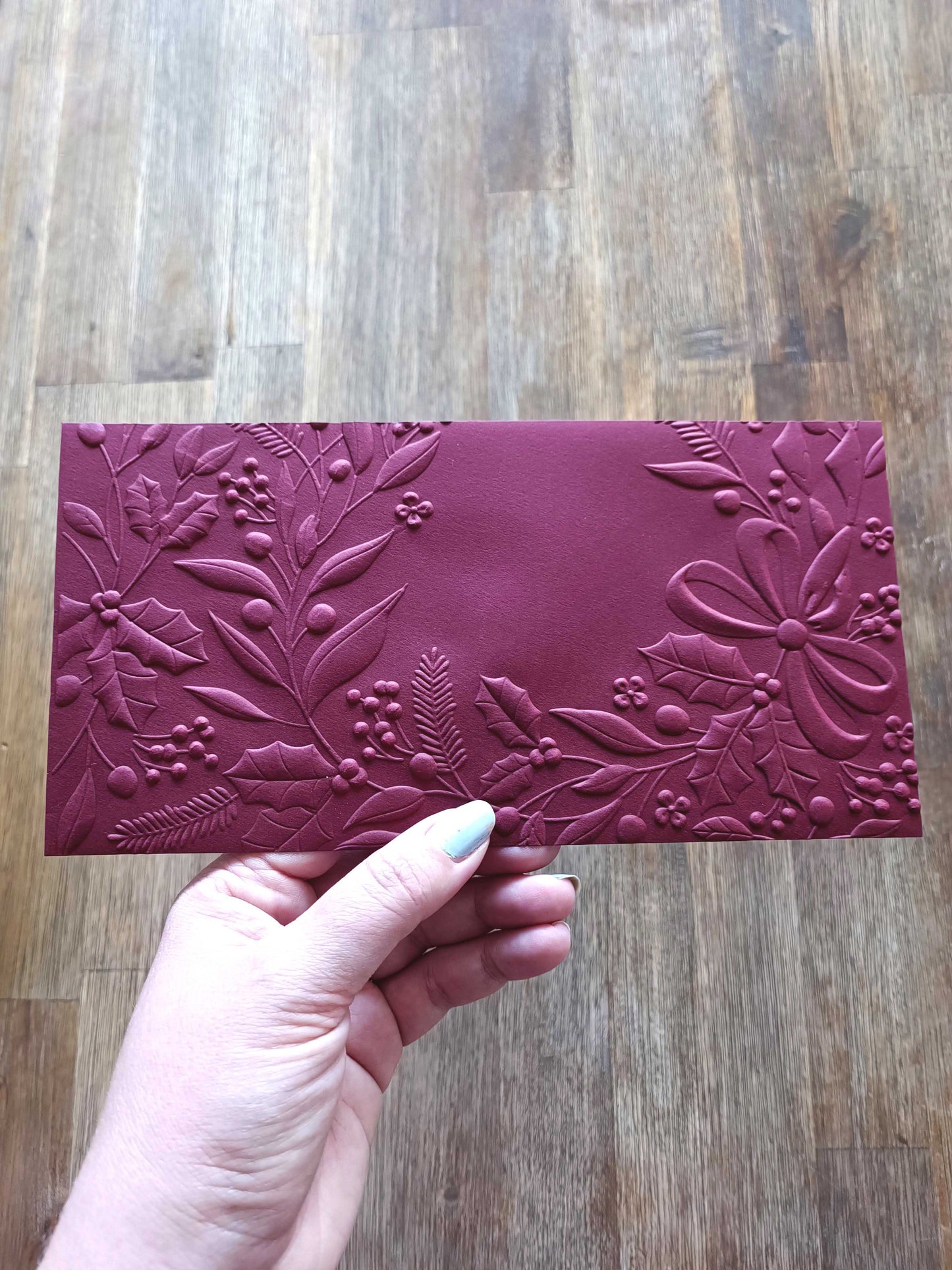 Vánoční obálka na peníze - burgundy