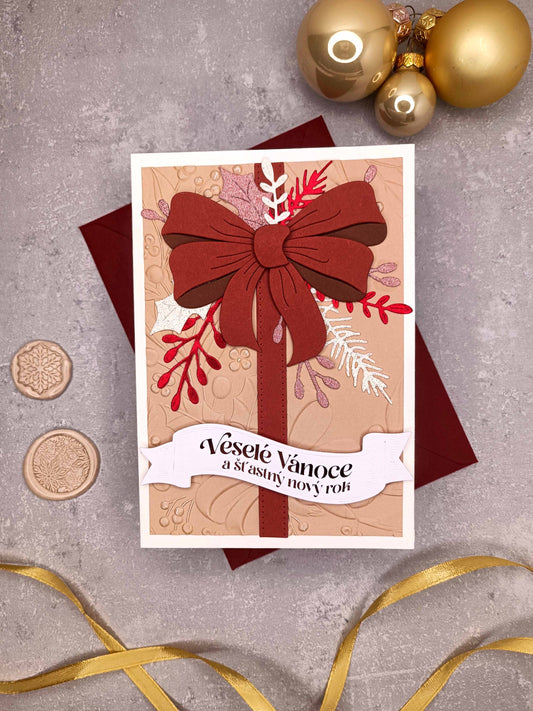 Vánoční přání s mašlí