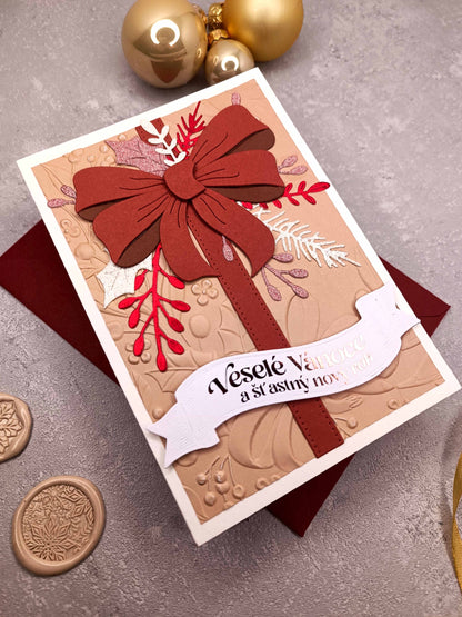 Vánoční přání s mašlí