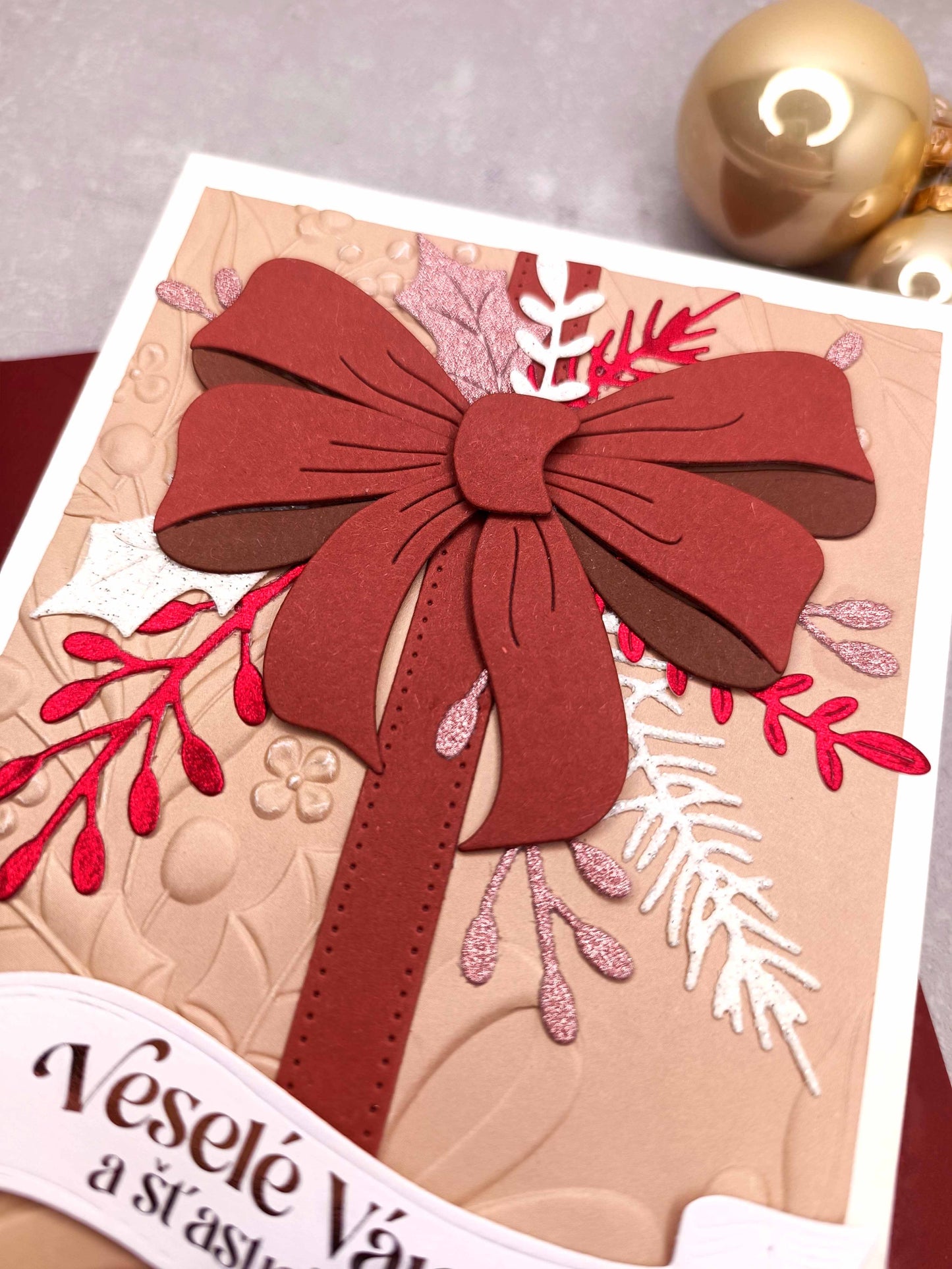 Vánoční přání s mašlí