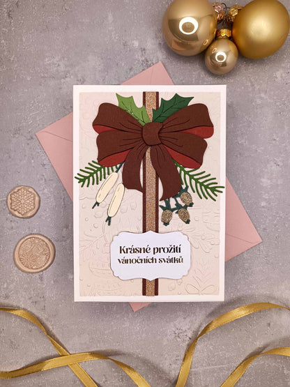 Vánoční přání s mašlí