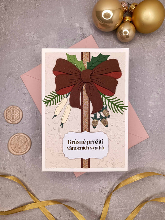 Vánoční přání s mašlí