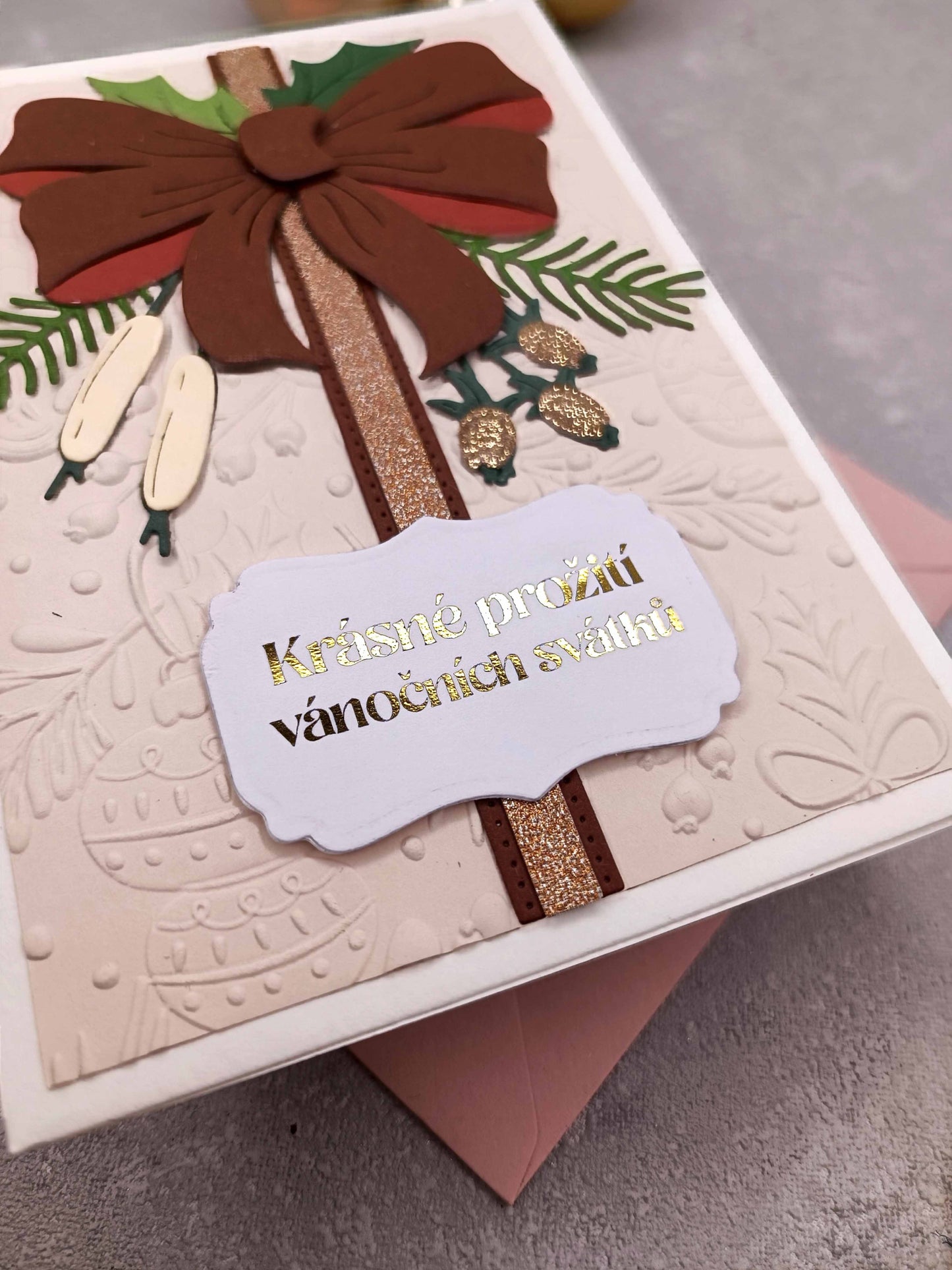 Vánoční přání s mašlí