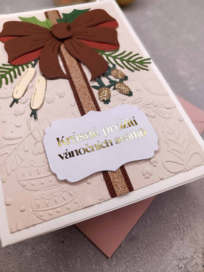 Vánoční přání s mašlí