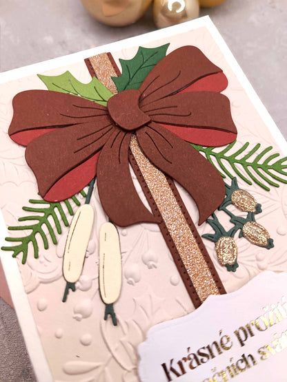 Vánoční přání s mašlí