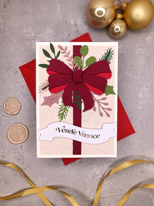 Vánoční přání s mašlí