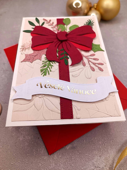 Vánoční přání s mašlí